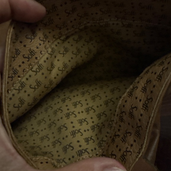 New brown leather wedge boots with side pocket that buttons closed size 7 1/2 - Picture 8 of 11